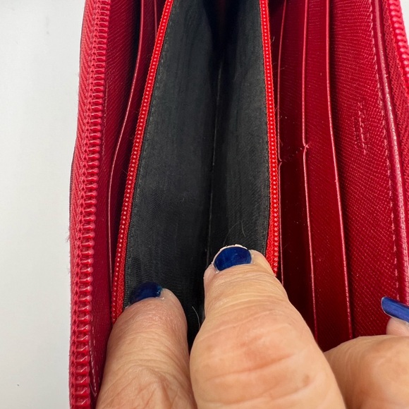 GUC Prada Tessuto Red Nylon Zip Long Wallet with Box - Picture 9 of 10